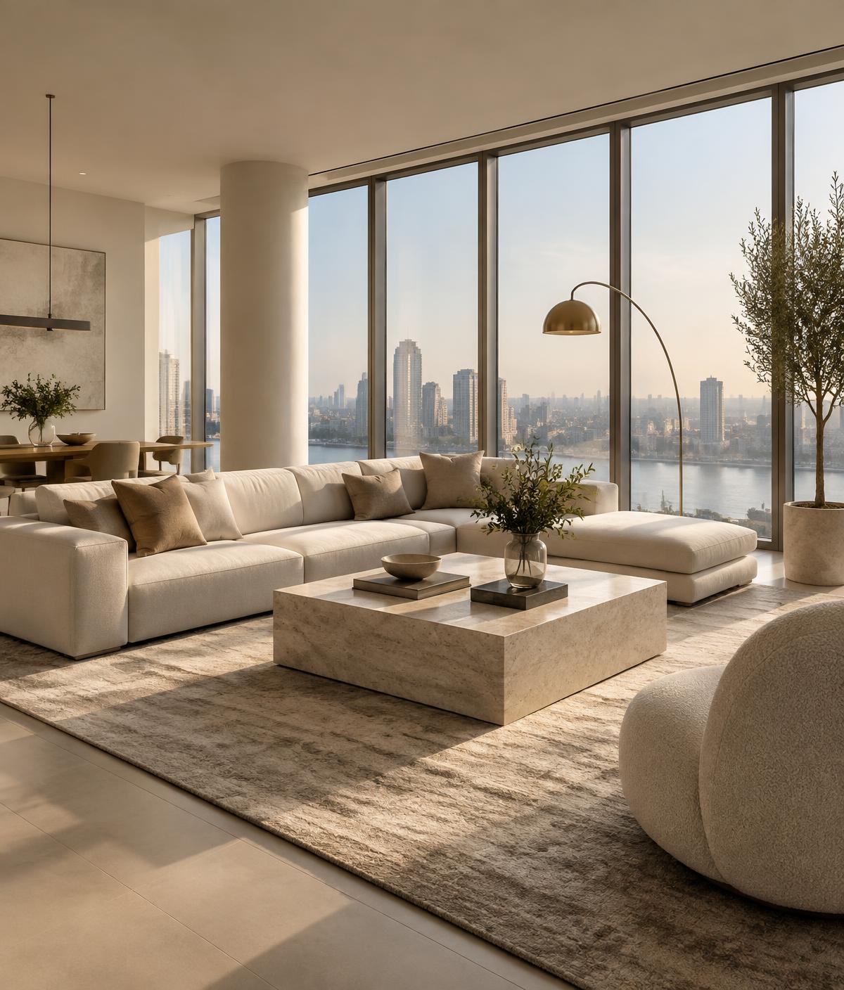 Calm, light-filled living space in a modern apartment